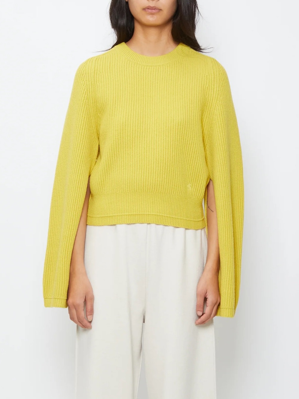 Maria McManus fisherman rib cashmere sweater in citron